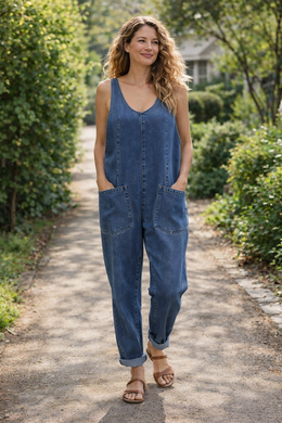 VENDITA LAMPO🔥 Tuta intera da donna in denim e gilet casual in cotone
