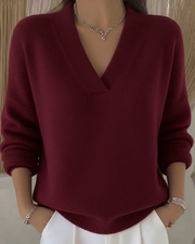 OFFERTA LAMPO - Maglione con scollo a V in maglia comodo
