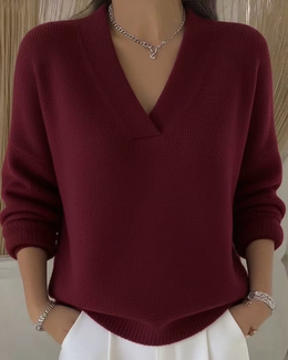OFFERTA LAMPO - Maglione con scollo a V in maglia comodo