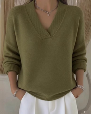 OFFERTA LAMPO - Maglione con scollo a V in maglia comodo