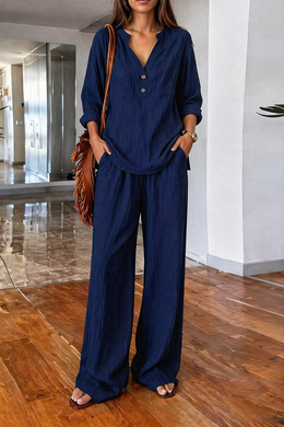 VENDITA LAMPO - Completo Blusa Scollo a V & Pantaloni a Gamba Larga | Spedizione Gratuita