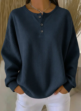 VENDITA LAMPO - Pullover a maglia waffle con bottoni | Spedizione gratuita